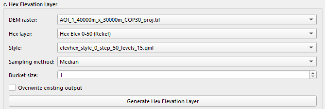 Hex Elevation Layer panel