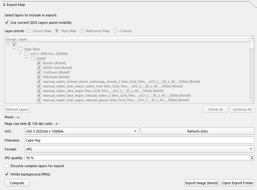 Export current layers panel