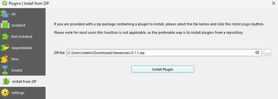 Install plugin from zip